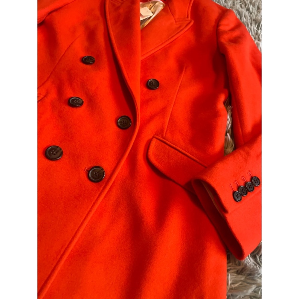 J. Crew Vibrant Orange Double-Breasted Wool Pea Coat - Picture 7 of 10